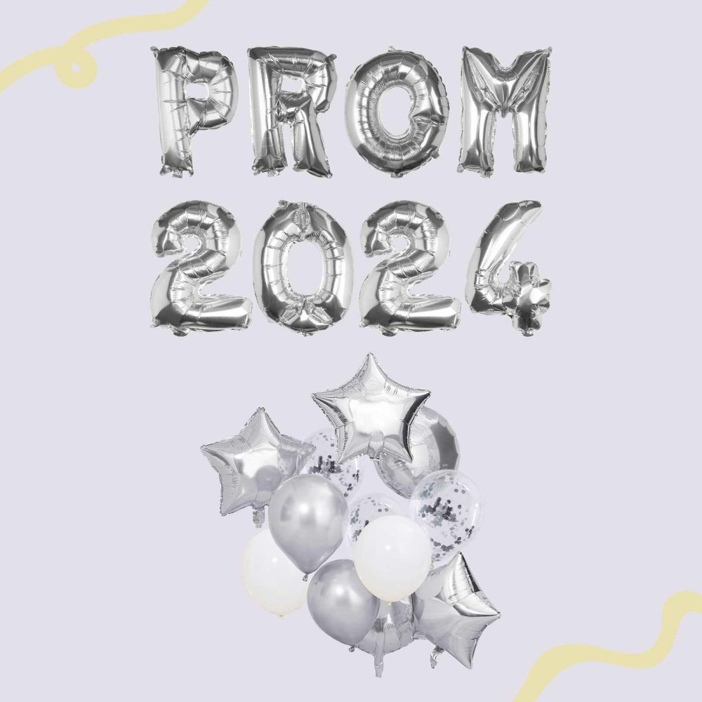 Letter Balloons |   Silver Prom 2024 Balloon Bundle Balloons Foil Balloons