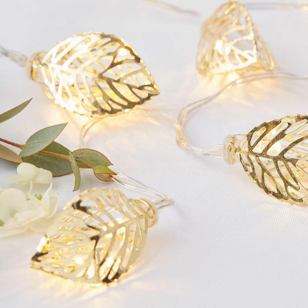 Lighting |   Gold Vine Leaf String Lights Homeware Lighting