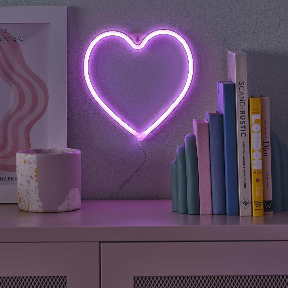 Lighting |   Pink Neon Heart Light Homeware Lighting