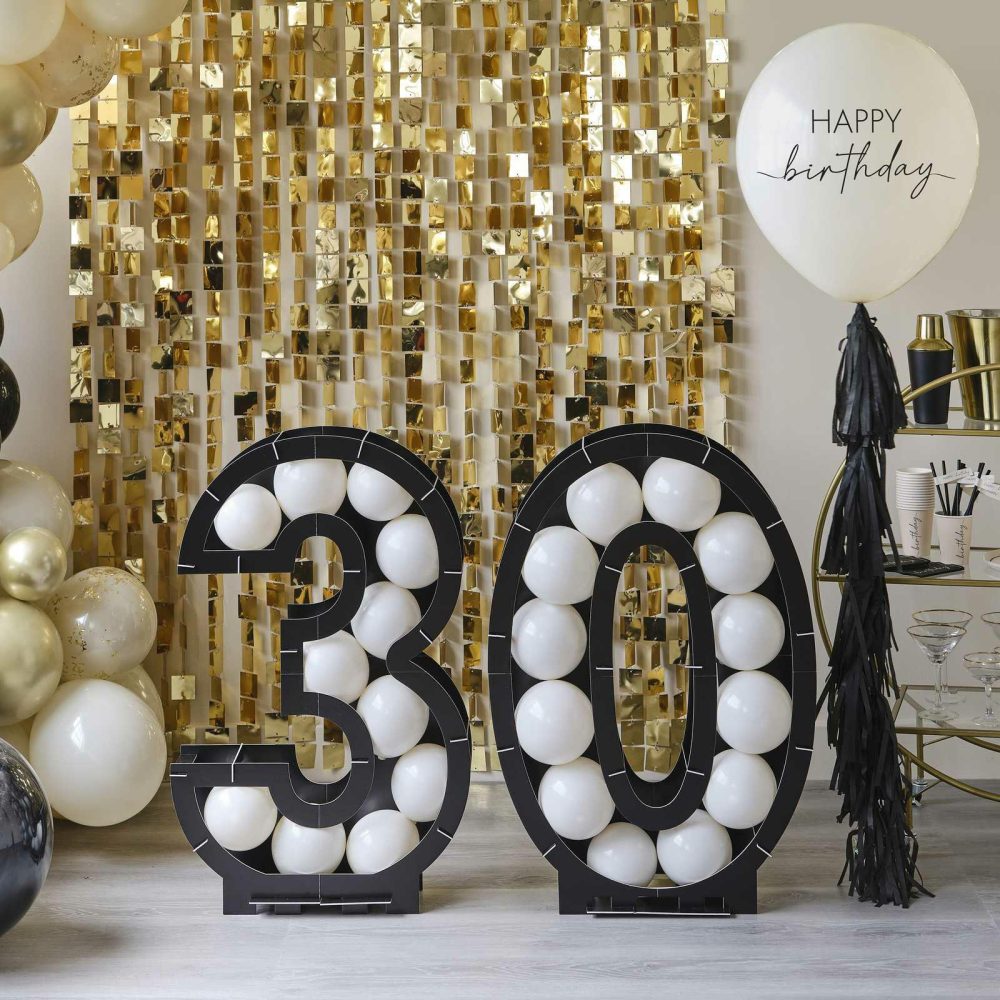 Number Balloons |   Black 30Th Balloon Mosaic Frame Decoration Balloon Mosaic Stands Balloon Mosaic Stands