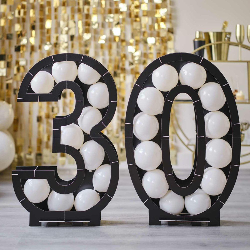 Number Balloons |   Black 30Th Balloon Mosaic Frame Decoration Balloon Mosaic Stands Balloon Mosaic Stands