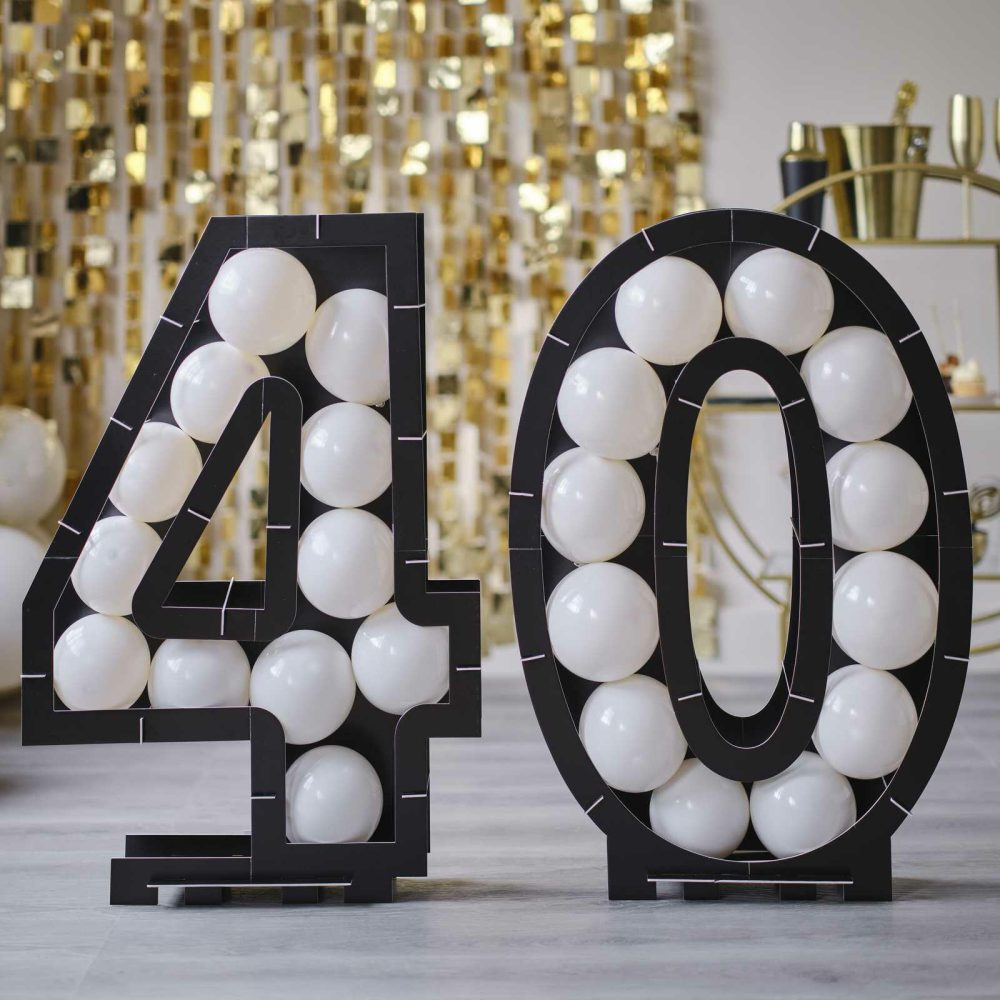 Number Balloons |   Black 40Th Balloon Mosaic Frame Decoration Balloon Mosaic Stands Balloon Mosaic Stands