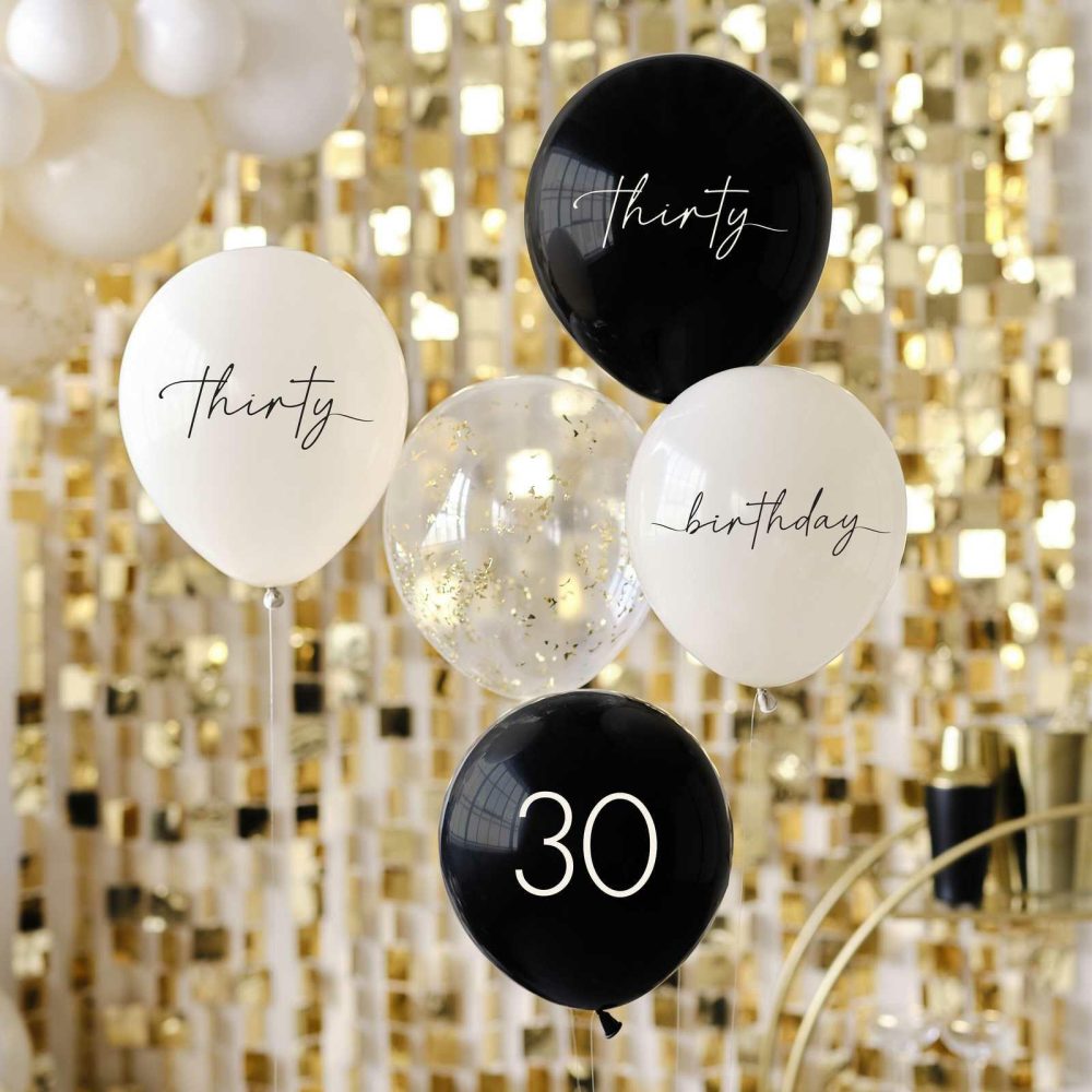 Number Balloons |   Black, Nude, Cream And Champagne Gold 30Th Birthday Party Balloons Balloons Number Balloons