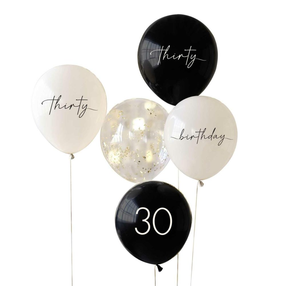 Number Balloons |   Black, Nude, Cream And Champagne Gold 30Th Birthday Party Balloons Balloons Number Balloons