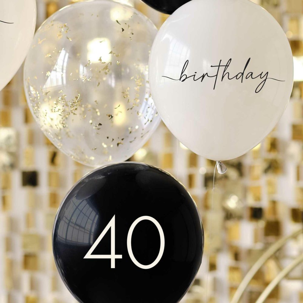 Number Balloons |   Black, Nude, Cream And Champagne Gold 40Th Birthday Party Balloons Balloons Number Balloons