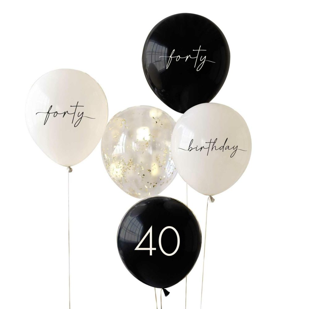 Number Balloons |   Black, Nude, Cream And Champagne Gold 40Th Birthday Party Balloons Balloons Number Balloons