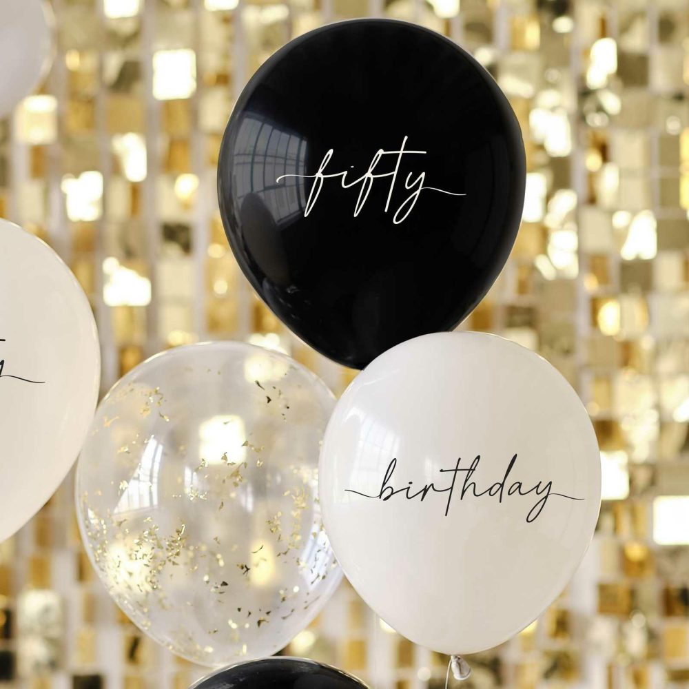 Number Balloons |   Black, Nude, Cream And Champagne Gold 50Th Birthday Party Balloons Balloons Number Balloons