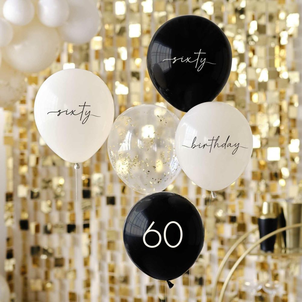 Number Balloons |   Black, Nude, Cream And Champagne Gold 60Th Birthday Party Balloons Balloons Number Balloons