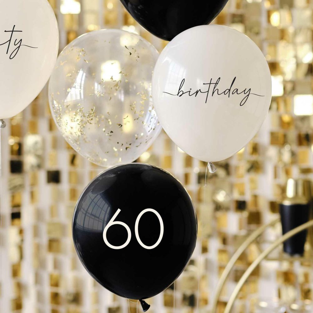 Number Balloons |   Black, Nude, Cream And Champagne Gold 60Th Birthday Party Balloons Balloons Number Balloons