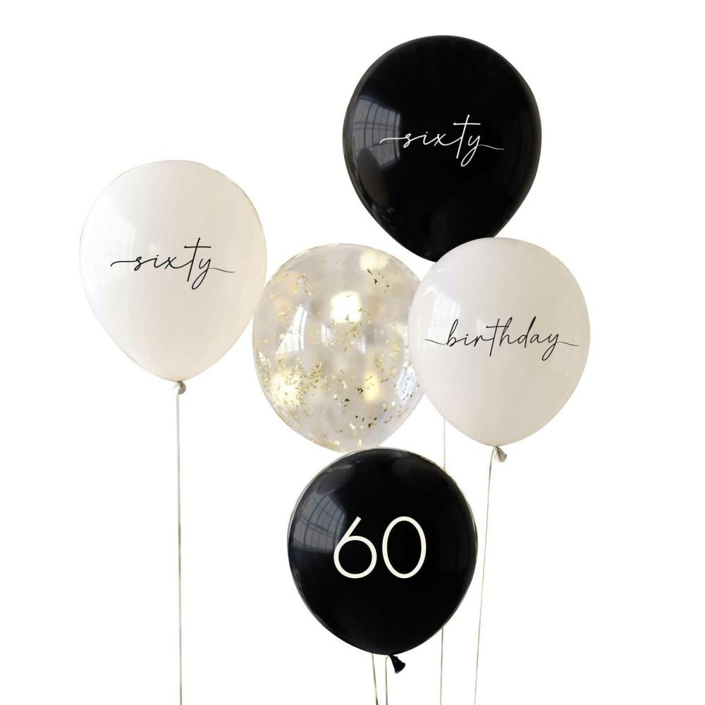 Number Balloons |   Black, Nude, Cream And Champagne Gold 60Th Birthday Party Balloons Balloons Number Balloons