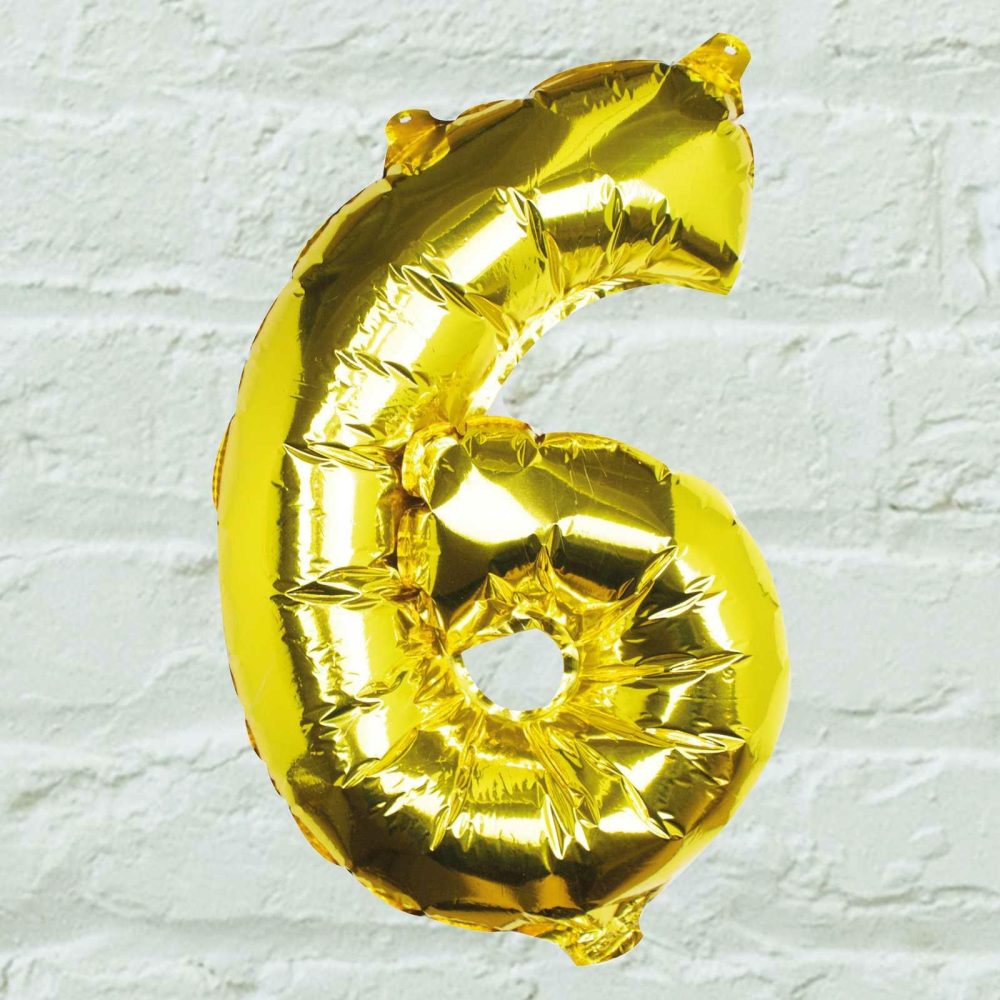 Number Balloons |   Gold Foil Number 6 Balloon Balloons Foil Balloons