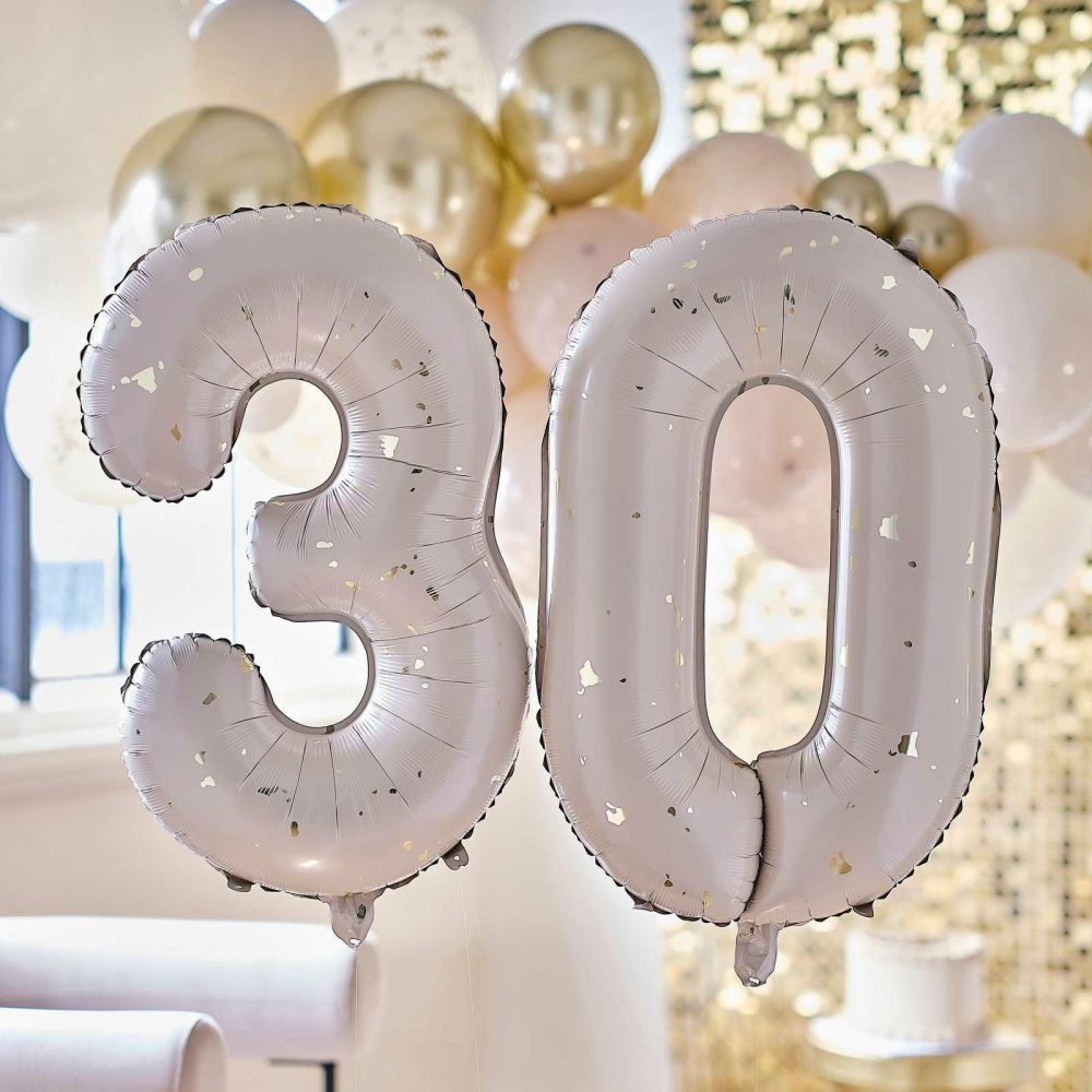 Number Balloons |   Gold Speckle 30Th Birthday Balloons Balloons Helium Balloons