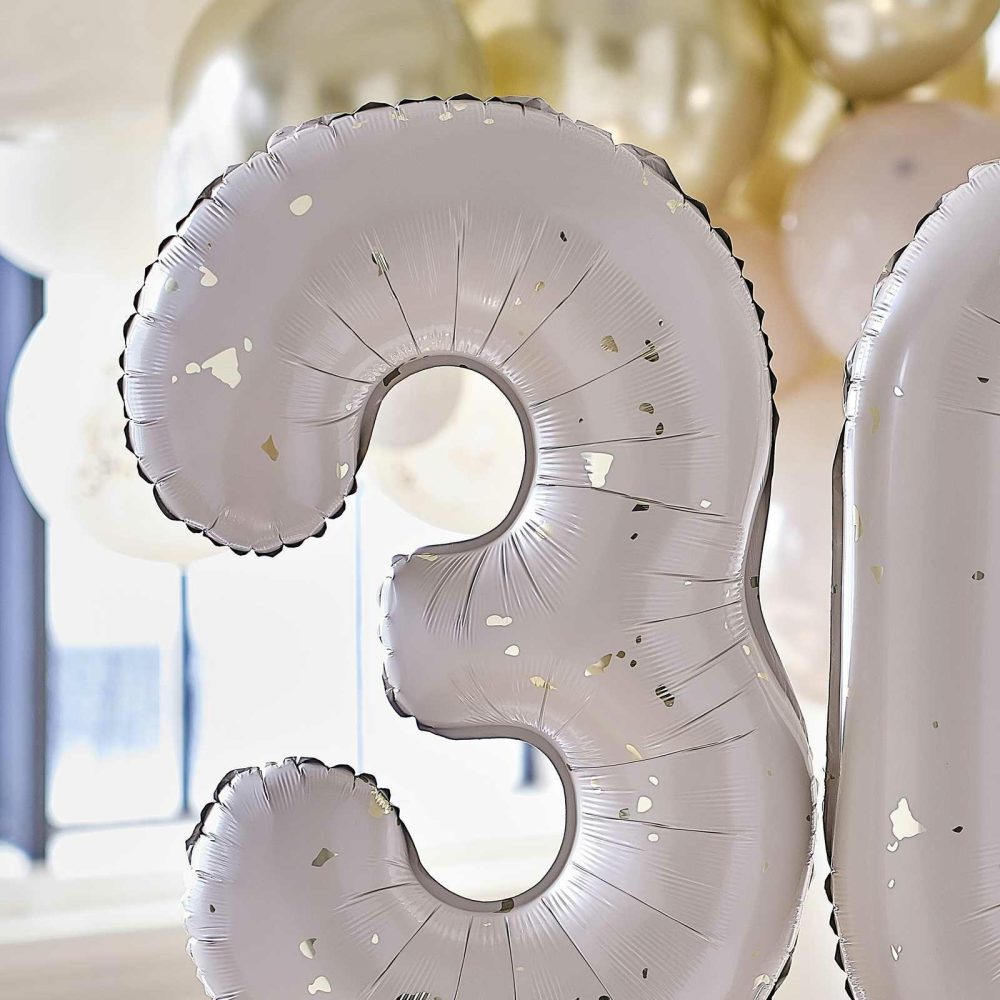 Number Balloons |   Gold Speckle 30Th Birthday Balloons Balloons Helium Balloons