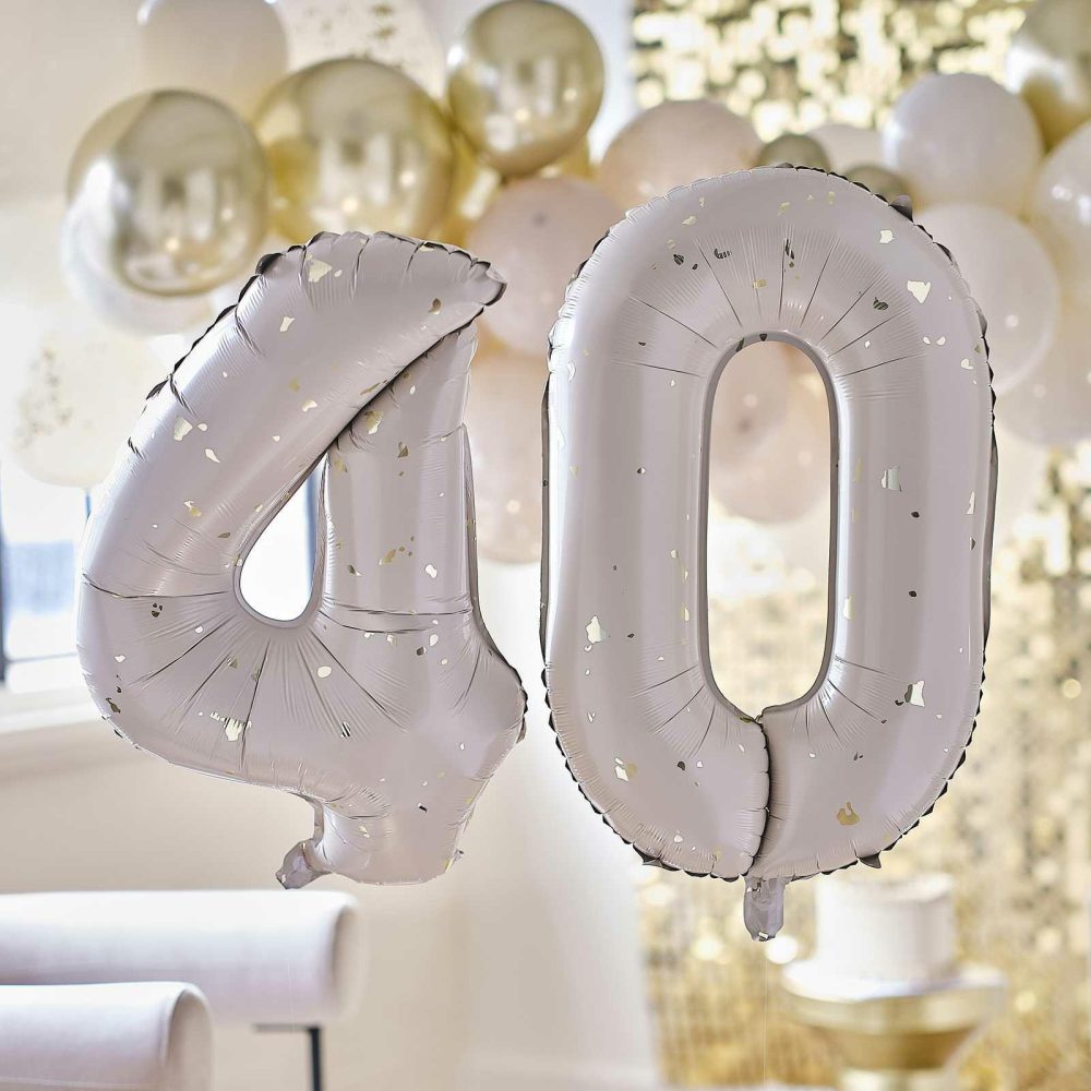 Number Balloons |   Gold Speckle 40Th Birthday Balloons Balloons Helium Balloons