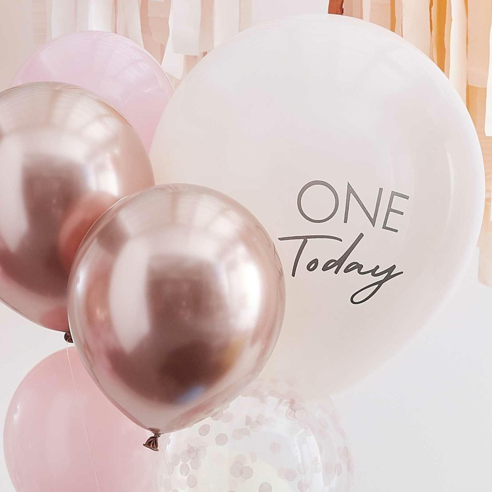 Number Balloons |   Pink And Rose Gold First Birthday Balloons Balloons Foil Balloons