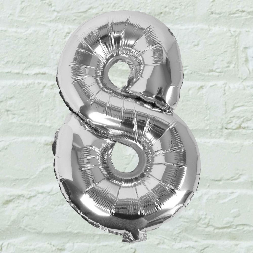 Number Balloons |   Silver Foil Number 8 Balloon Balloons Foil Balloons