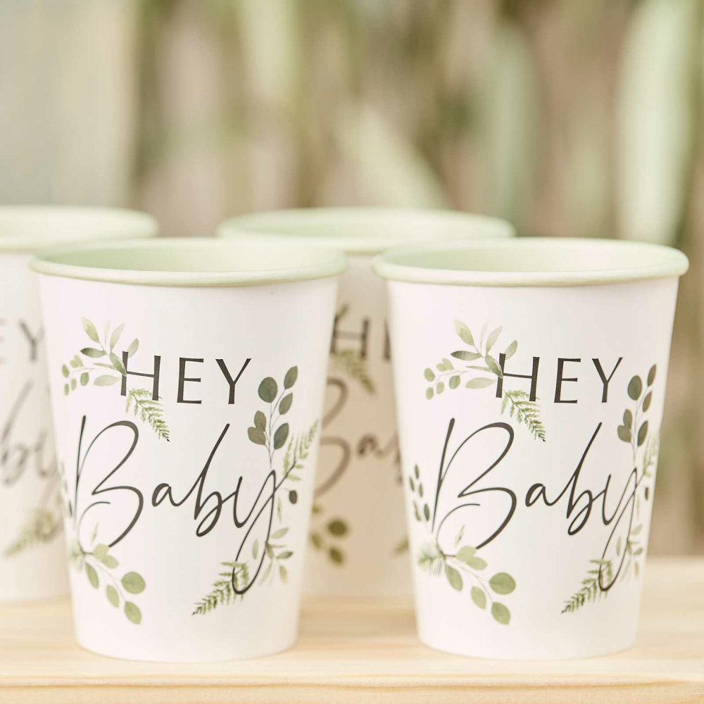 Paper Cups |   Botanical Hey Baby Shower Cups Paper Cups Paper Cups