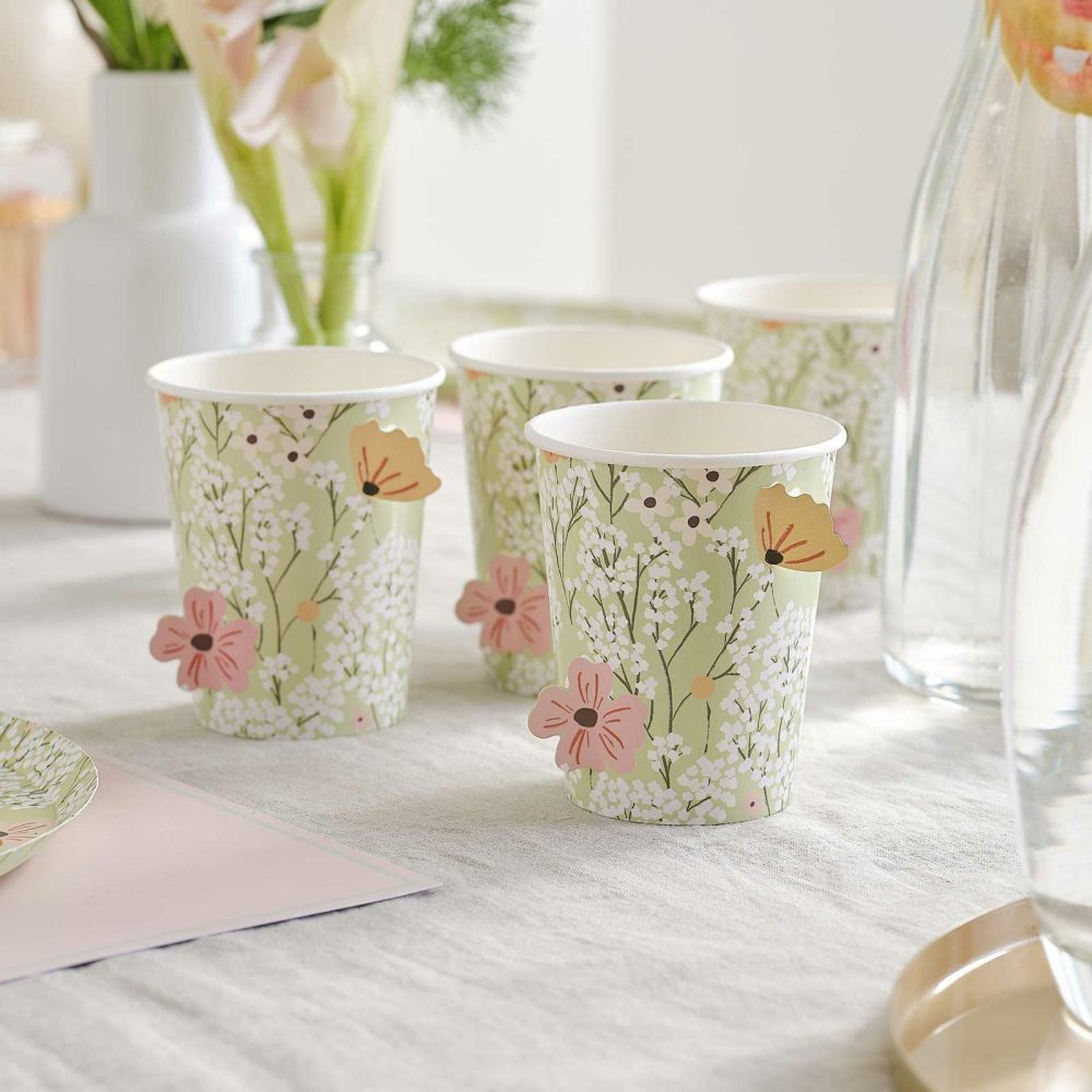 Paper Cups |   Floral Baby Shower Cups Paper Cups Paper Cups