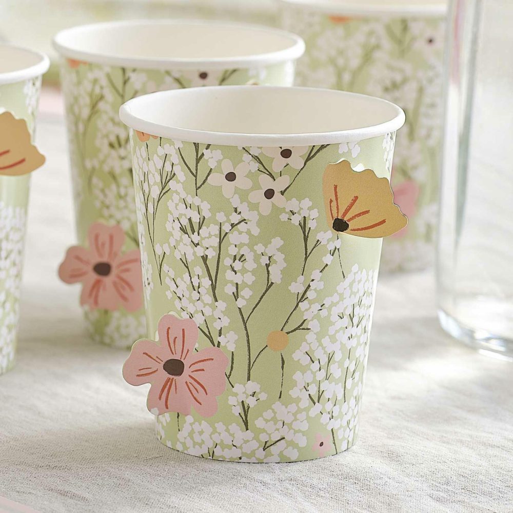 Paper Cups |   Floral Baby Shower Cups Paper Cups Paper Cups