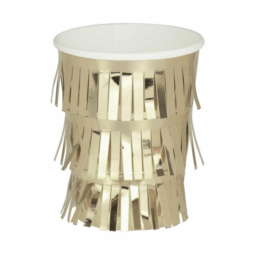 Paper Cups |   Fringed Gold Paper Party Cups Paper Cups Paper Cups