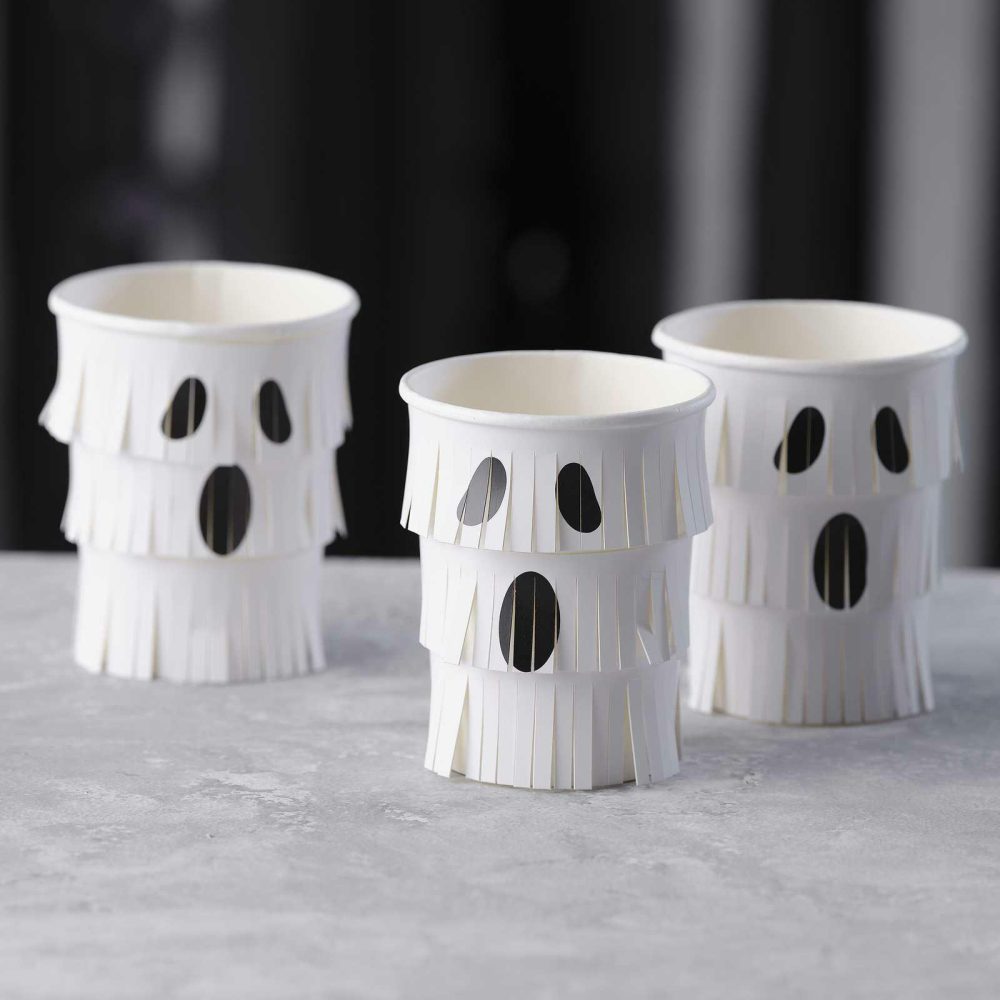 Paper Cups |   Ghost Fringe Paper Halloween Cups Paper Cups Paper Cups