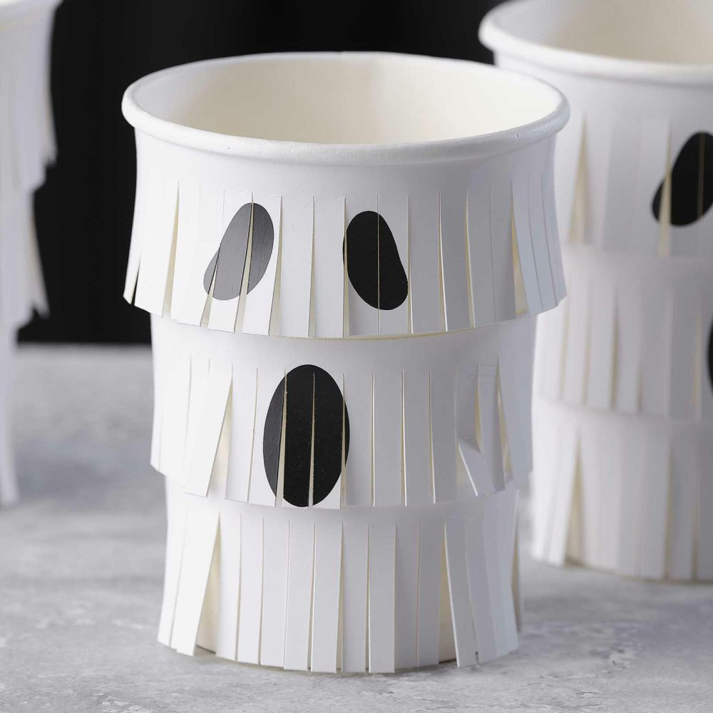 Paper Cups |   Ghost Fringe Paper Halloween Cups Paper Cups Paper Cups