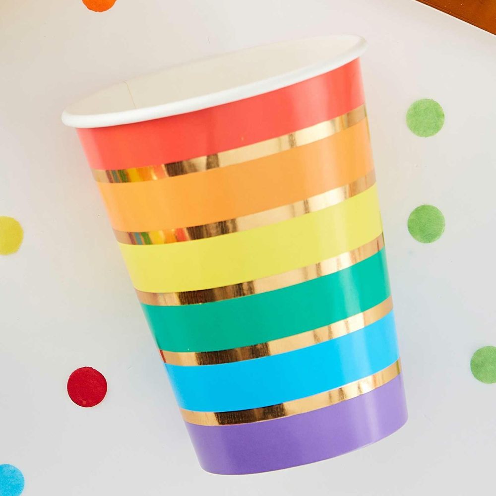 Paper Cups |   Gold Foil Rainbow Party Paper Cups Paper Cups Paper Cups