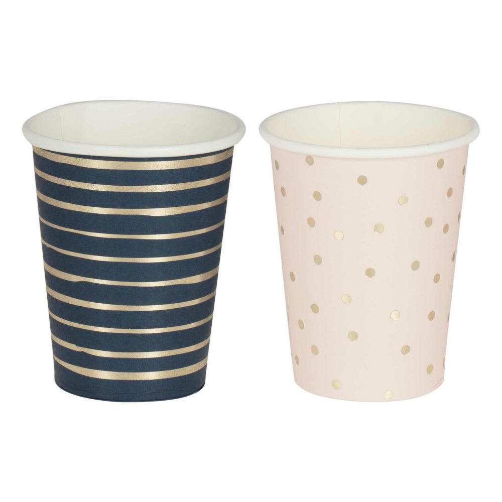 Paper Cups |   Gold Foiled Pink And Navy Mixed Baby Shower Cups Paper Cups Paper Cups