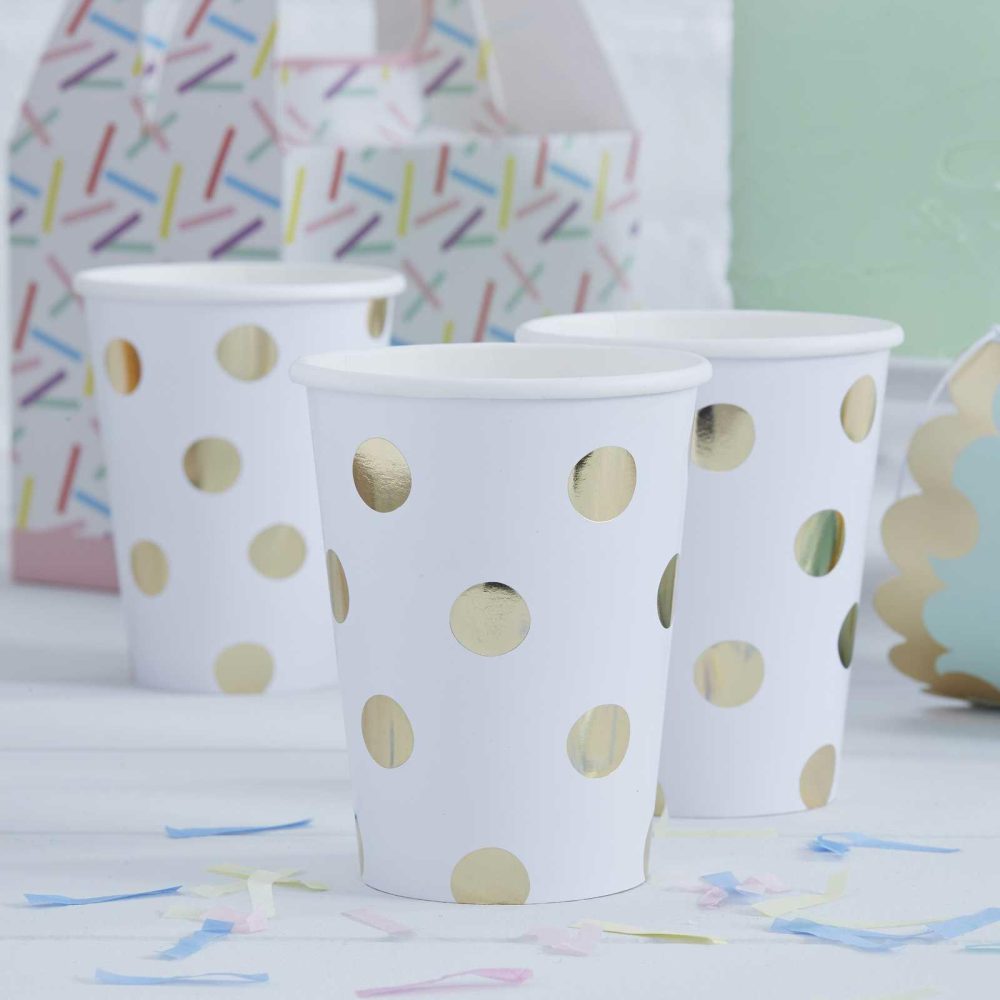 Paper Cups |   Gold Foiled Polka Dot Paper Cups – Pick And Mix Paper Cups Paper Cups