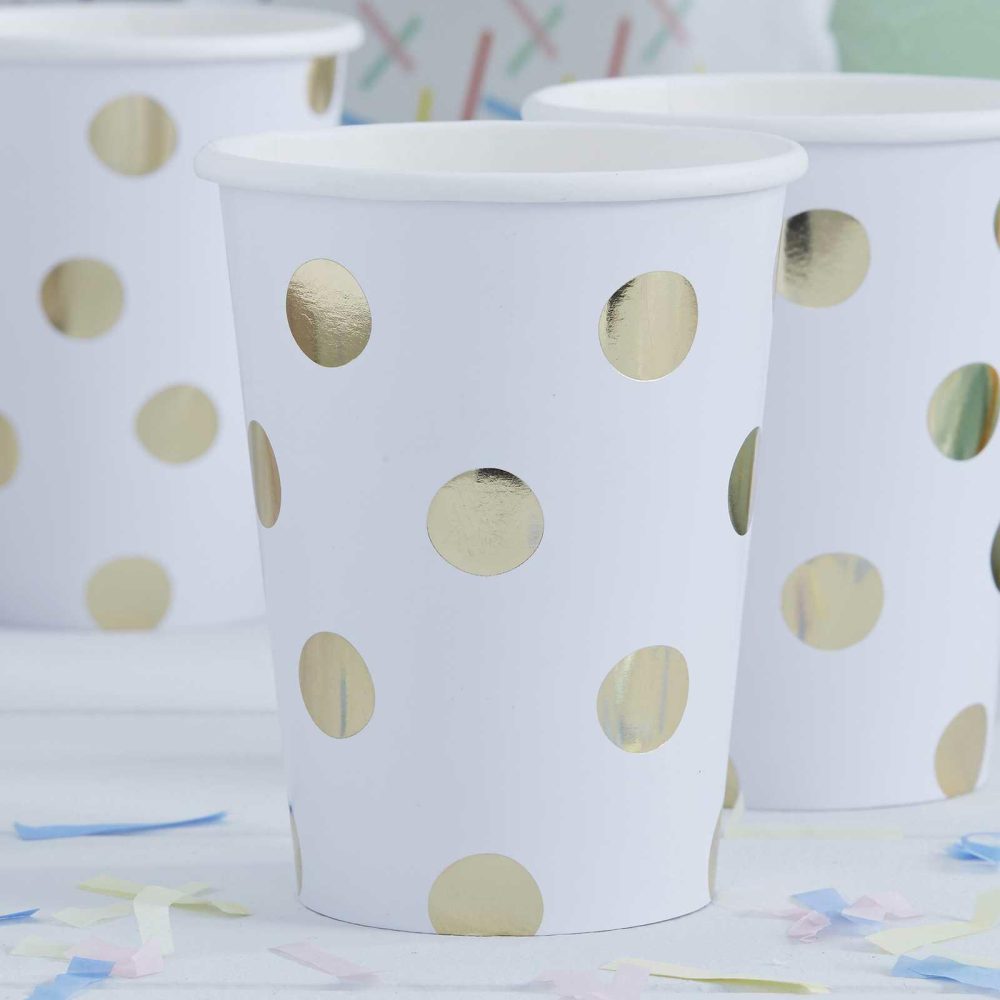 Paper Cups |   Gold Foiled Polka Dot Paper Cups – Pick And Mix Paper Cups Paper Cups