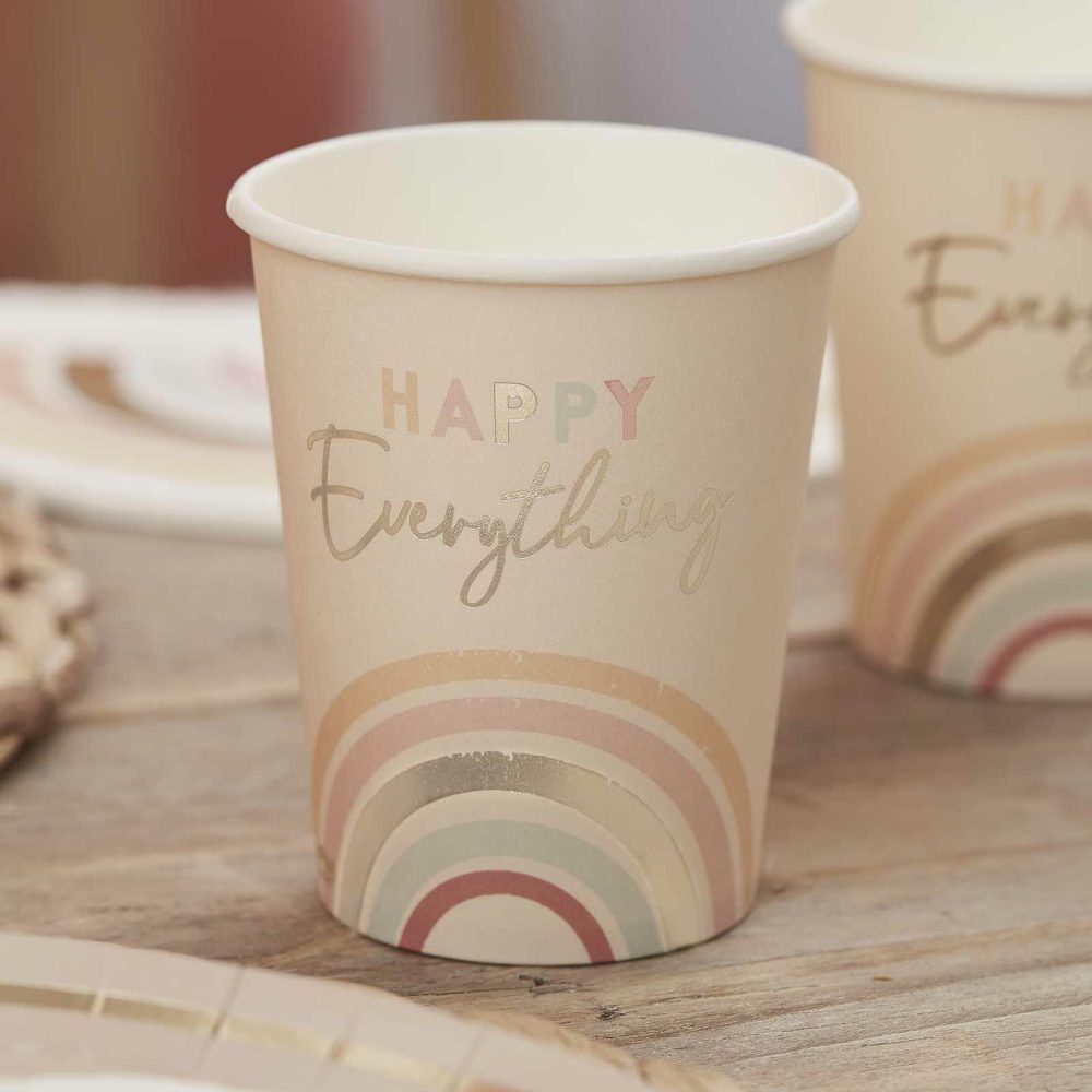 Paper Cups |   Happy Everything Natural Rainbow Birthday Party Cups Paper Cups Paper Cups