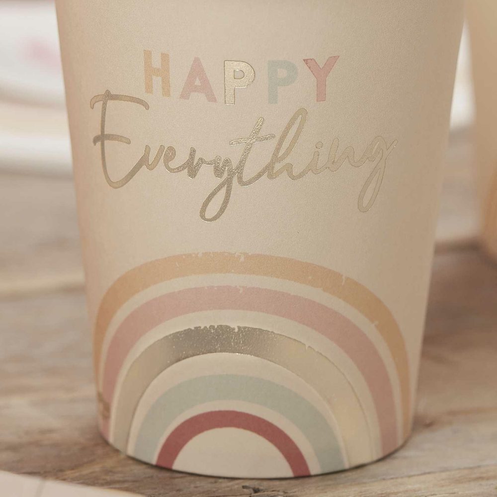 Paper Cups |   Happy Everything Natural Rainbow Birthday Party Cups Paper Cups Paper Cups