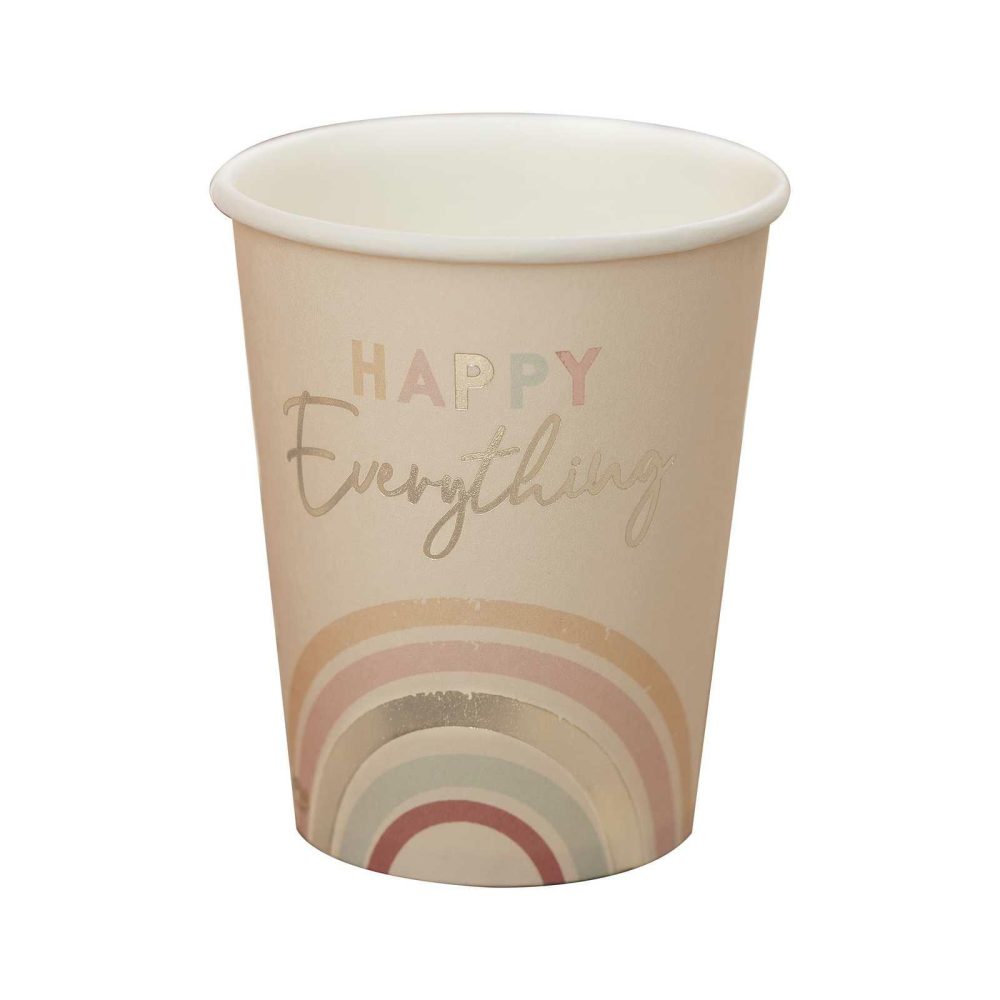 Paper Cups |   Happy Everything Natural Rainbow Birthday Party Cups Paper Cups Paper Cups