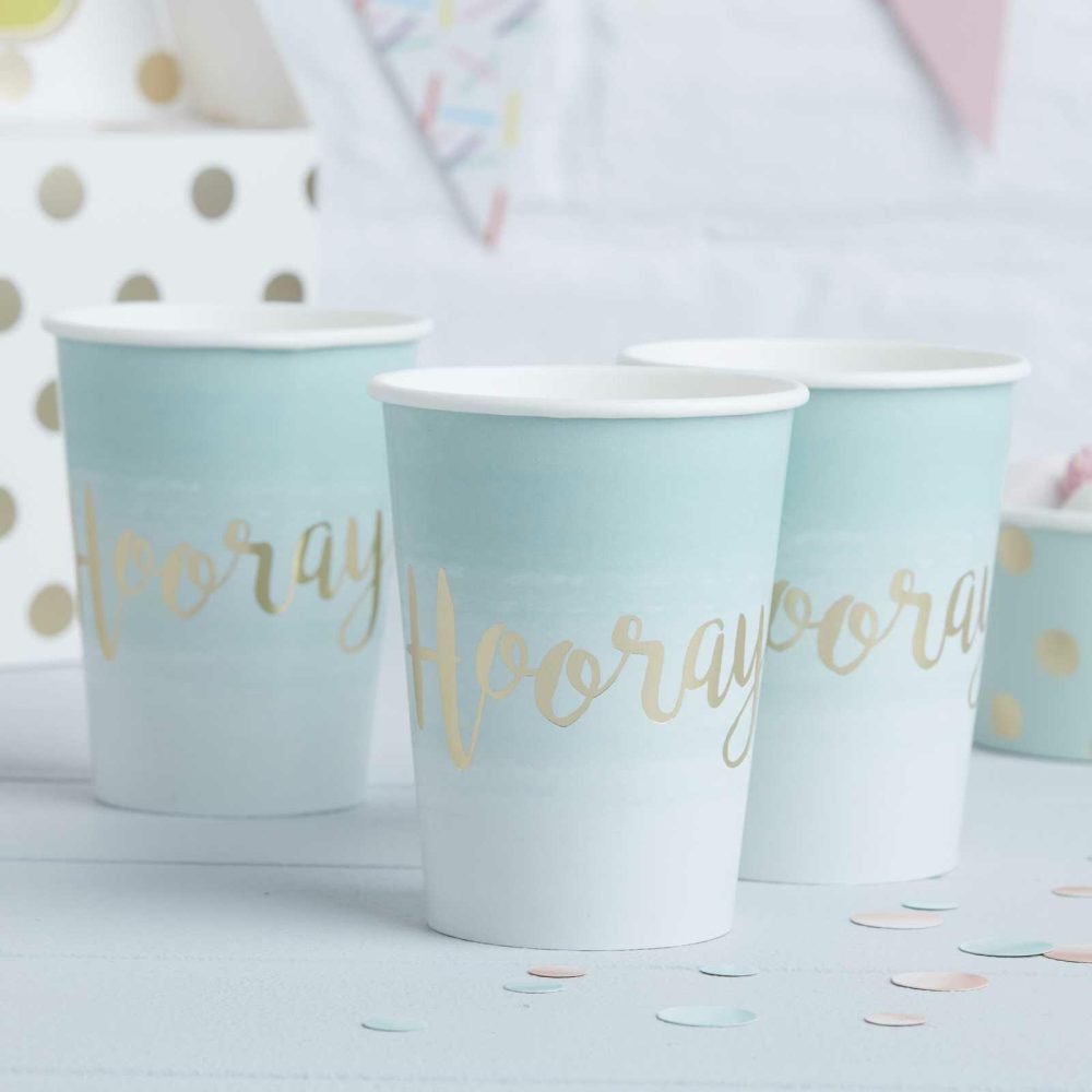 Paper Cups |   Mint & Gold Foiled Hooray Paper Cups – Pick & Mix Paper Cups Paper Cups