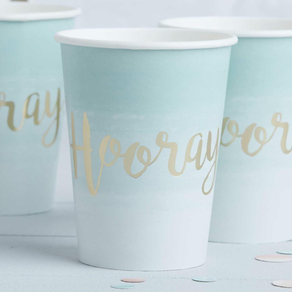 Paper Cups |   Mint & Gold Foiled Hooray Paper Cups – Pick & Mix Paper Cups Paper Cups