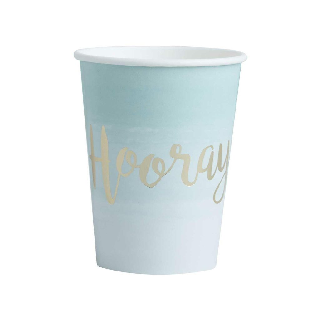 Paper Cups |   Mint & Gold Foiled Hooray Paper Cups – Pick & Mix Paper Cups Paper Cups