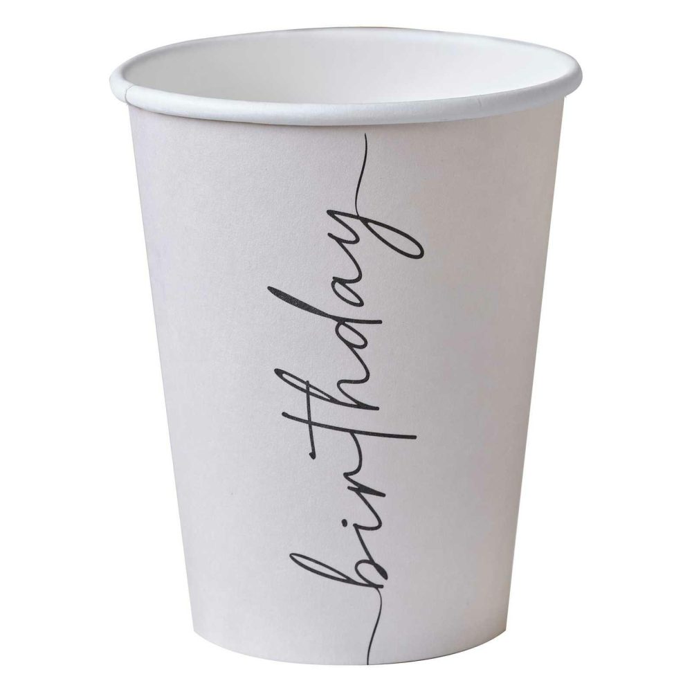 Paper Cups |   Nude And Black Happy Birthday Paper Party Cups Paper Cups Paper Cups