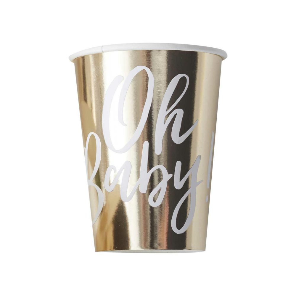 Paper Cups |   Oh Baby! Gold Baby Shower Cups Paper Cups Paper Cups