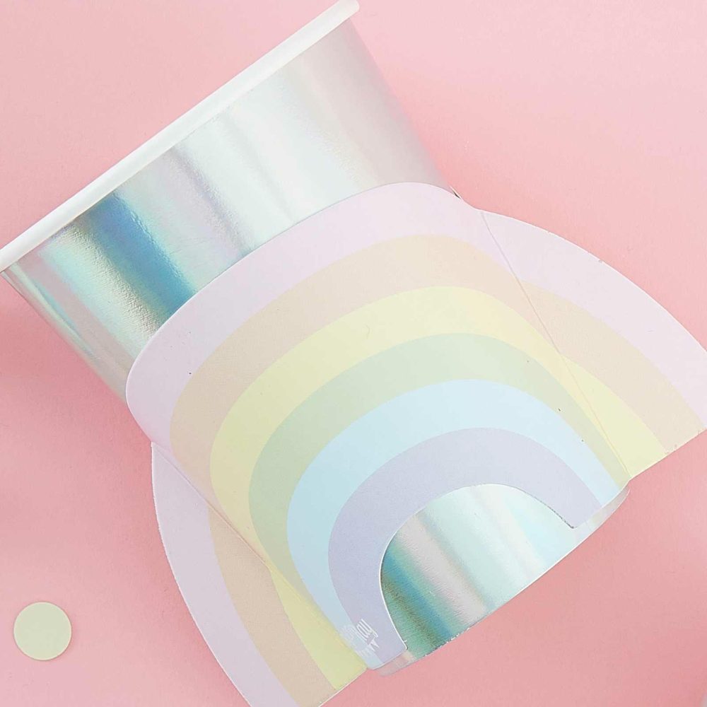 Paper Cups |   Pastel And Iridescent Paper Rainbow Cups Paper Cups Paper Cups