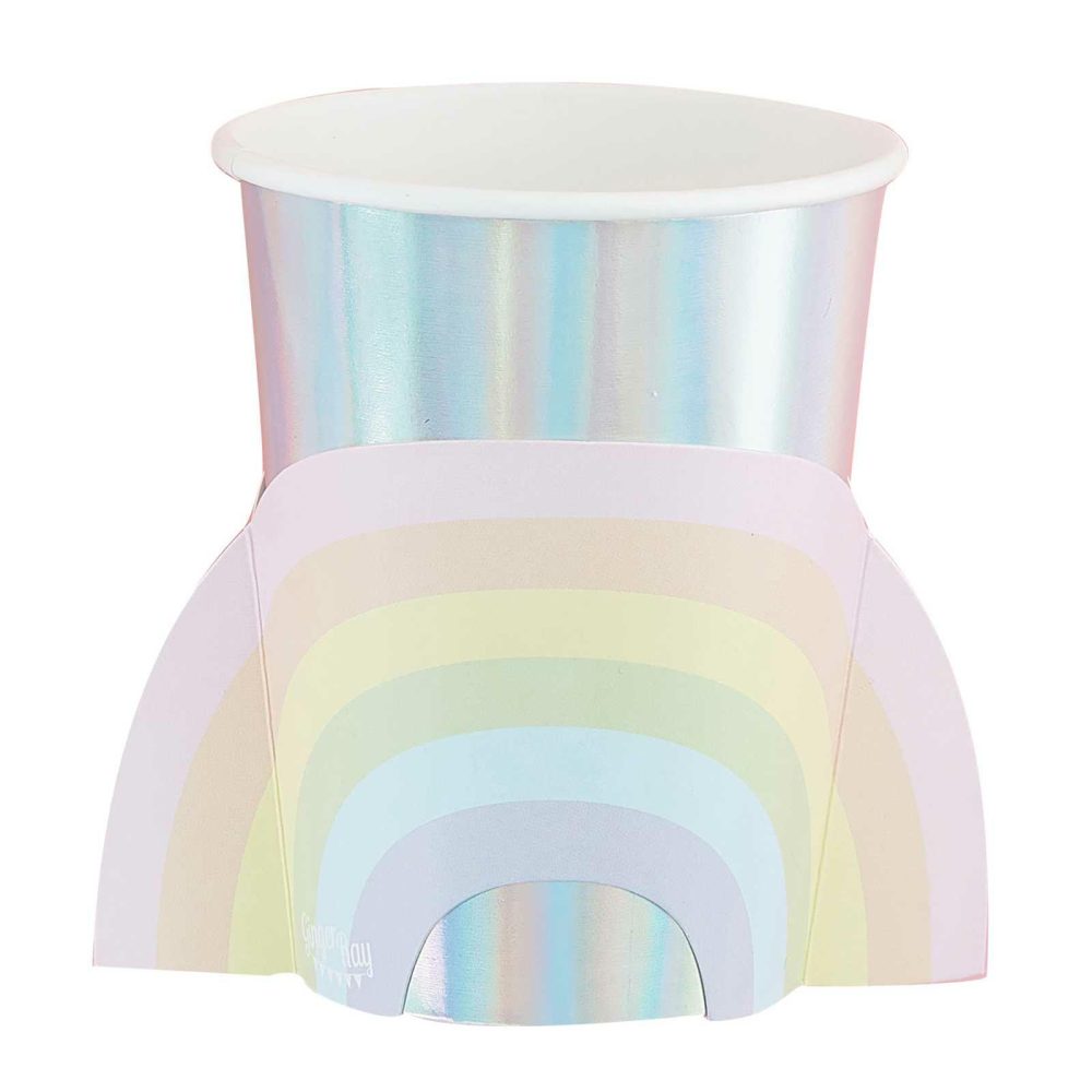 Paper Cups |   Pastel And Iridescent Paper Rainbow Cups Paper Cups Paper Cups