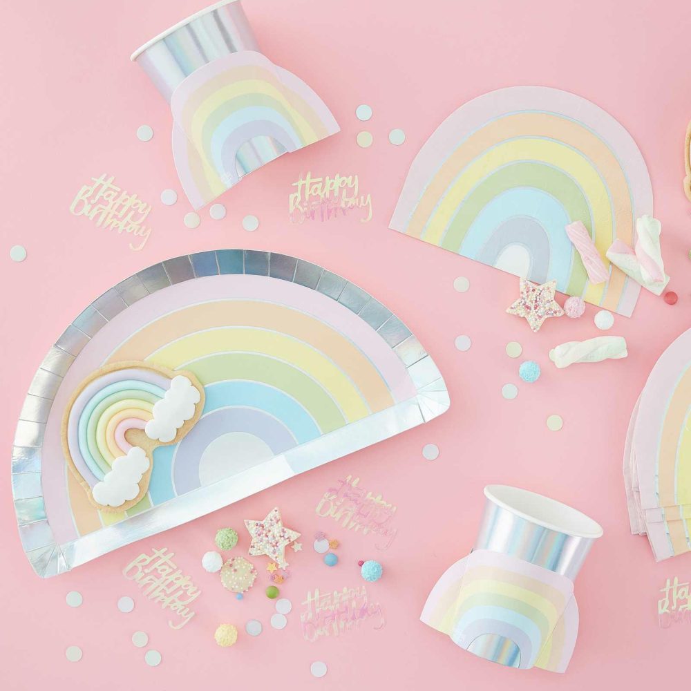 Paper Cups |   Pastel And Iridescent Paper Rainbow Cups Paper Cups Paper Cups