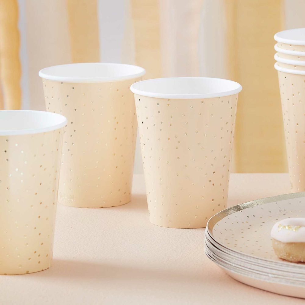 Paper Cups |   Peach And Gold Polka Dot Paper Cups Paper Cups Paper Cups