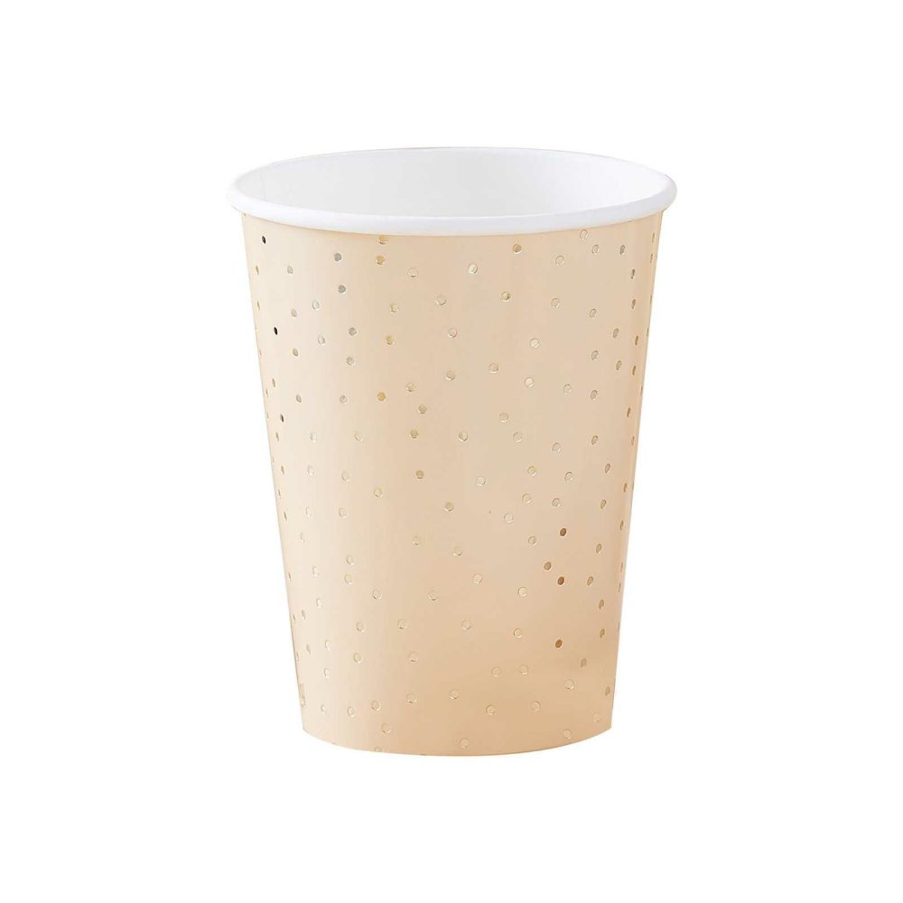 Paper Cups |   Peach And Gold Polka Dot Paper Cups Paper Cups Paper Cups