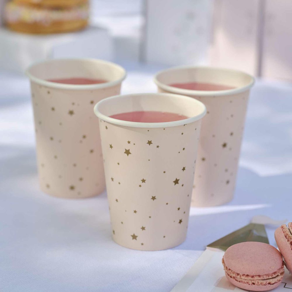 Paper Cups |   Pink And Gold Star Paper Party Cups Paper Cups Paper Cups