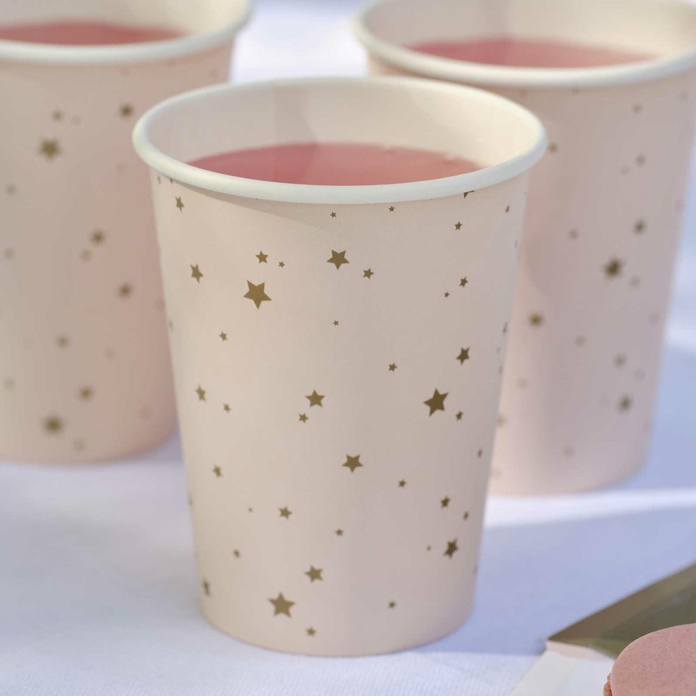 Paper Cups |   Pink And Gold Star Paper Party Cups Paper Cups Paper Cups