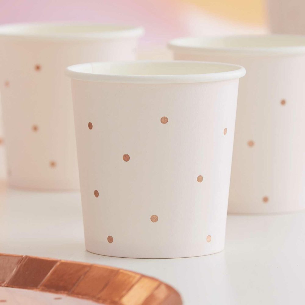 Paper Cups |   Pink And Rose Gold Foiled Paper Bachelorette Party Shot Glasses Paper Cups Paper Cups