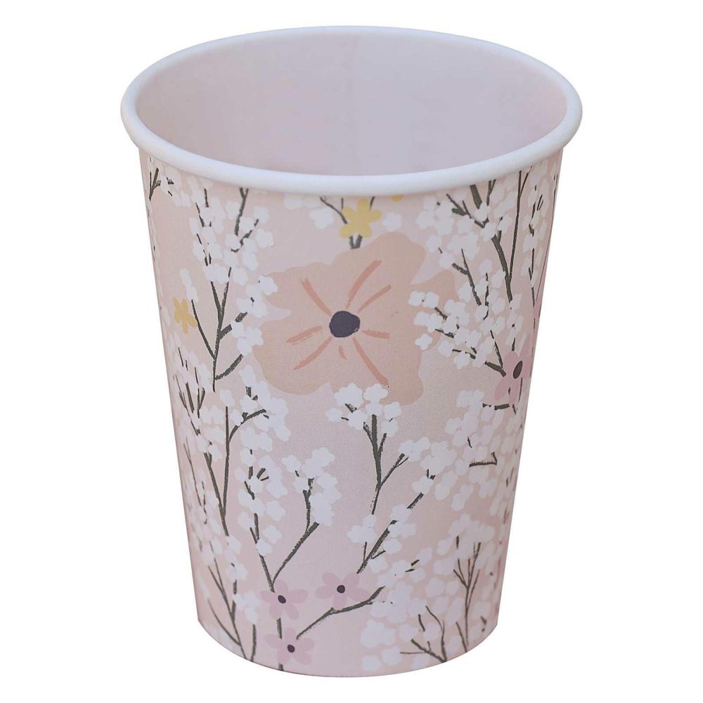 Paper Cups |   Pink Floral Party Cups Paper Cups Paper Cups