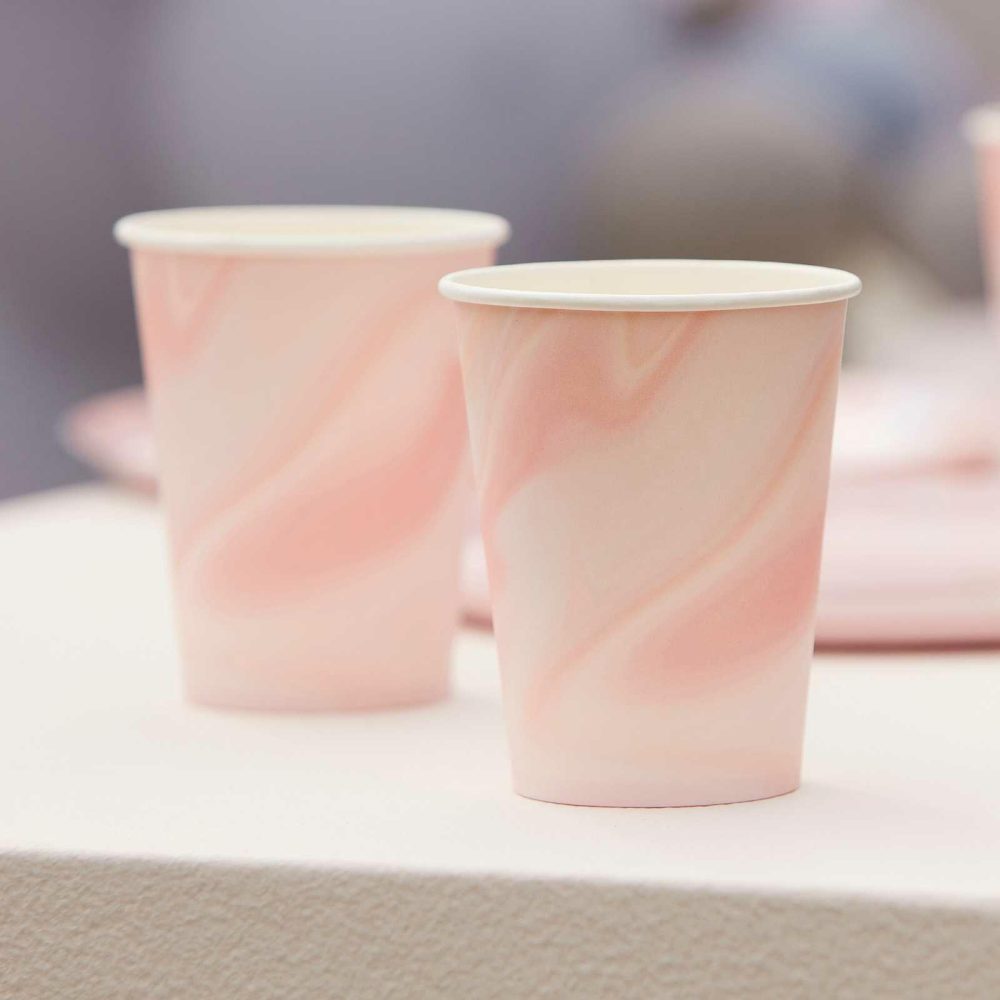 Paper Cups |   Pink Marble Print Paper Cups Paper Cups Paper Cups