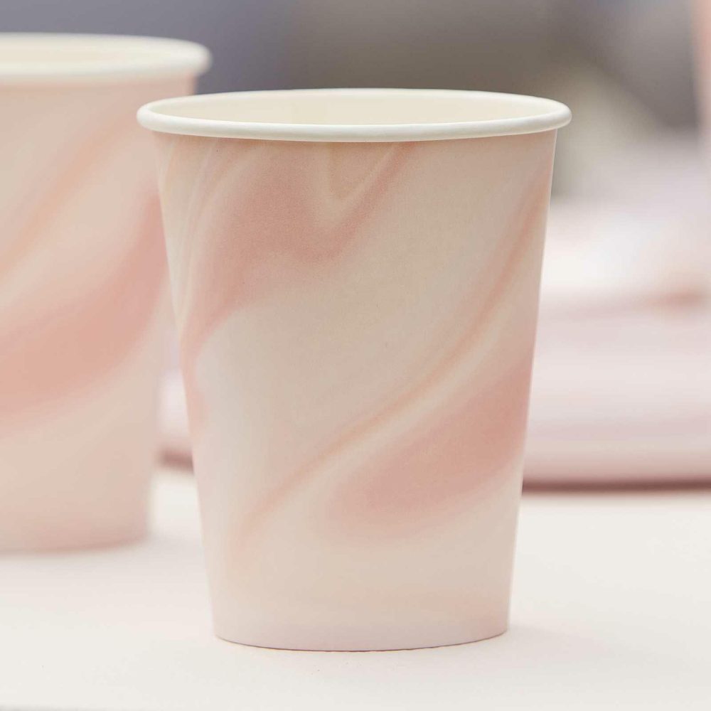 Paper Cups |   Pink Marble Print Paper Cups Paper Cups Paper Cups