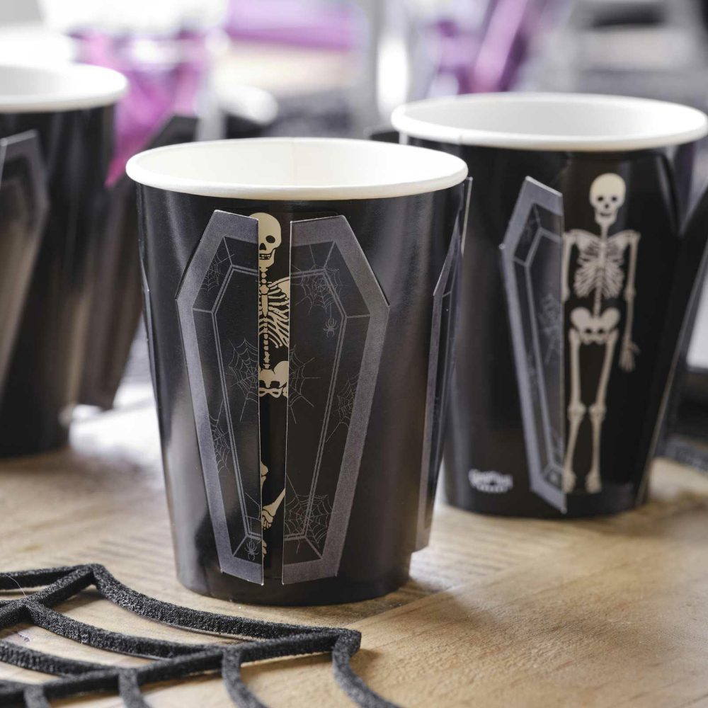 Paper Cups |   Pop Out Skeleton Coffin Paper Halloween Cups Paper Cups Paper Cups